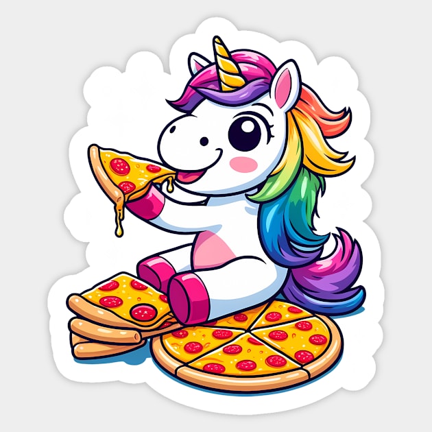 Pizza Unicorn Lover, Love Eating Pizza Sticker by logiamerch